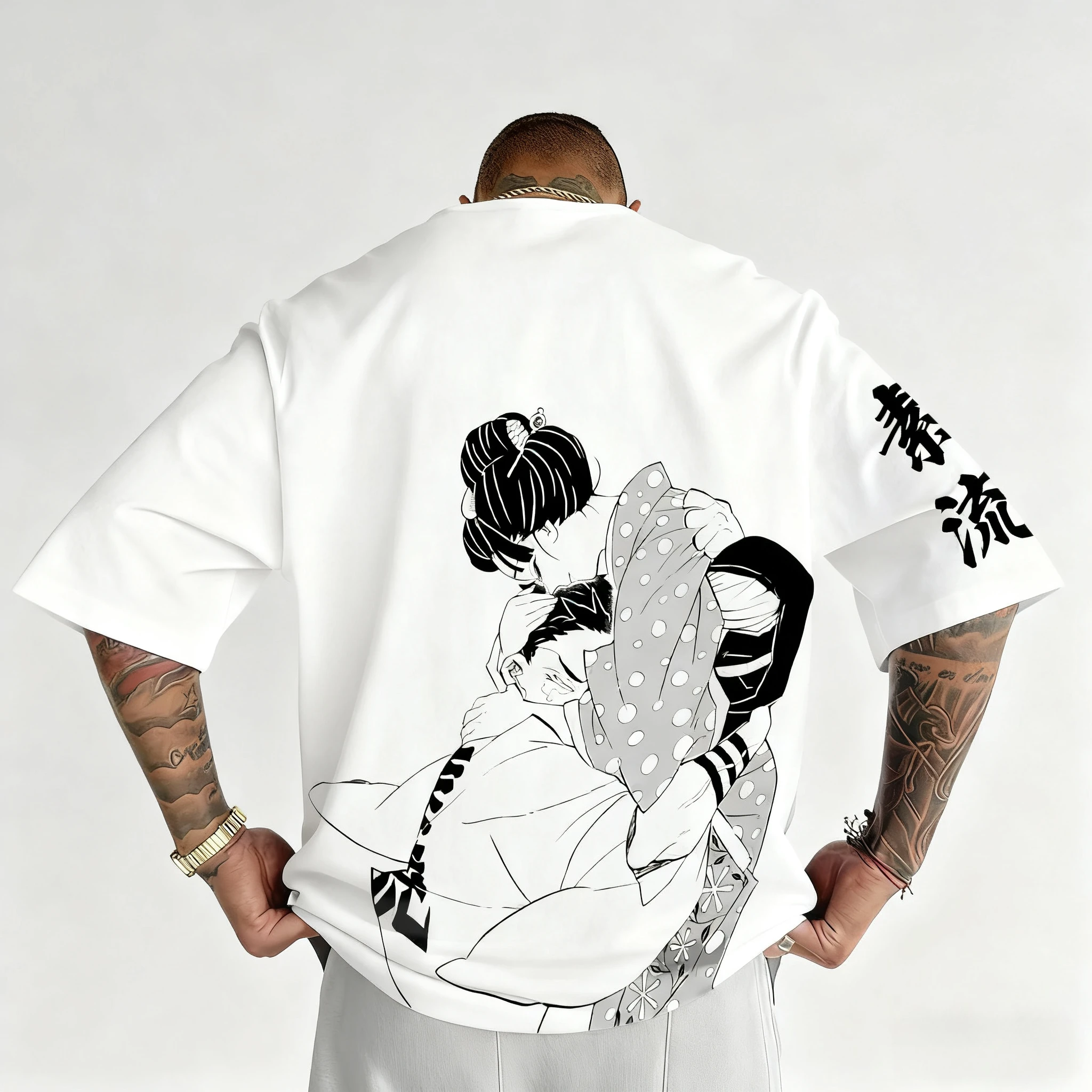 Demon Slayer Anime Vielseitiges Herren-T-Shirt Sommer New American Trendy Hip Hop Casual Loose Large Eltern-Kind-Kurzarm-Top
