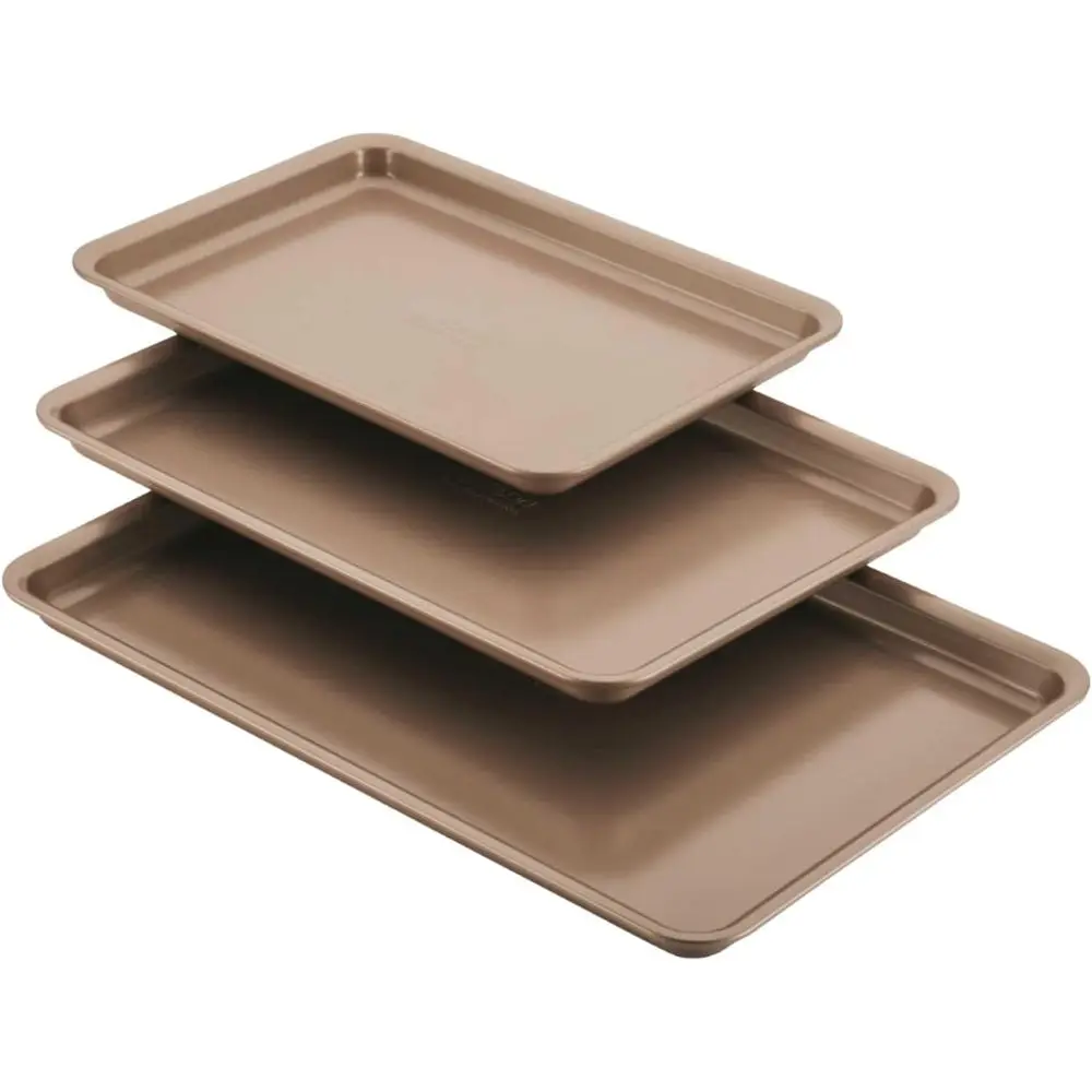 

Gourmet Nonstick Bakeware Set with Nonstick Cookie Sheets / Bg Sheets - 3 Piece, Bronze Brown