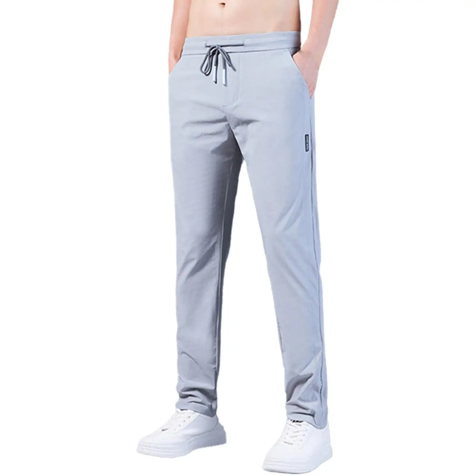 Men\'s Casual Pants Fast Dry Sports Stretch Gym Pants Ice Cool Breathable Pants Running Jogger Drawstring Sweatpants With Pockets