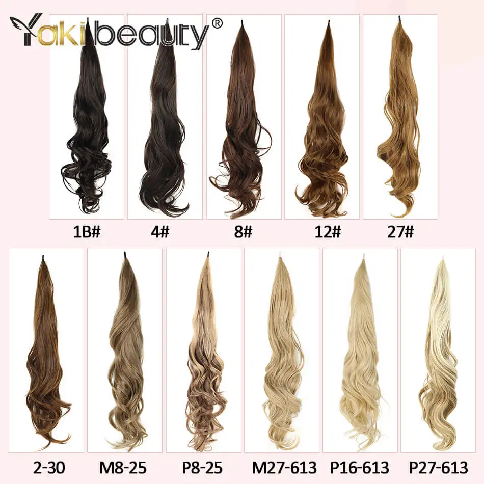 32inches Synthetic Flexible Wrap Around Long Ponytail Hair Extensions Natural Wave Cute Blonde Balck Grey Women Fake Pony Tail