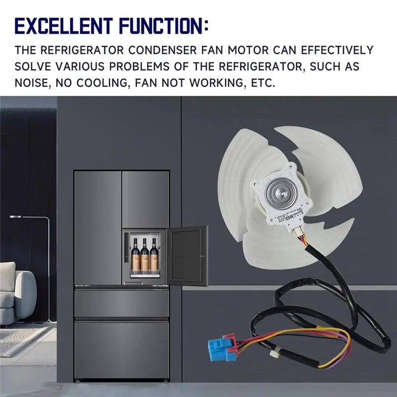 BABZ EAU63103301 Refrigerator Condenser Fan Motor Assembly for Kenmore Replacement Parts DC 12V 1A 4-Pin