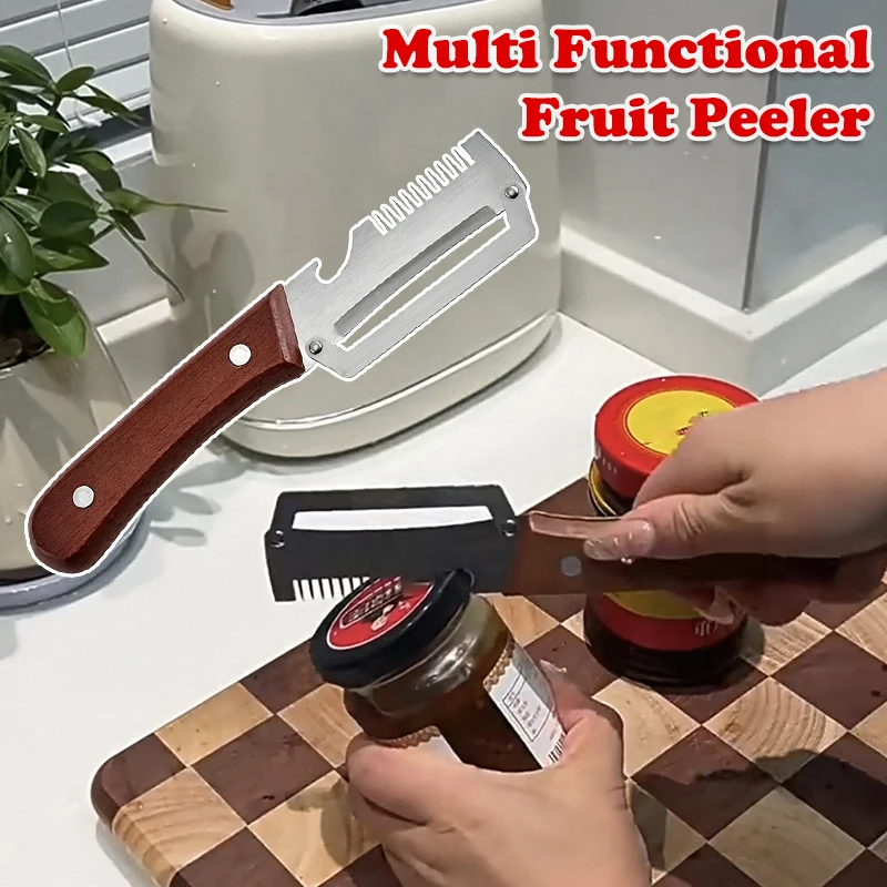 

Multifunctional 3-in-1 Stainless Steel Peeler Durable Kitchen Peeling Tool For Slicer Vegetable Fruit Peeler With Bottle Opener