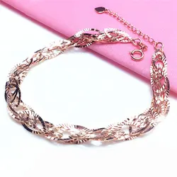 585 Purple Gold Plated 14K Rose Gold sparkling geometry bracelet for women Simplicity fashion party wedding jewelry gifts