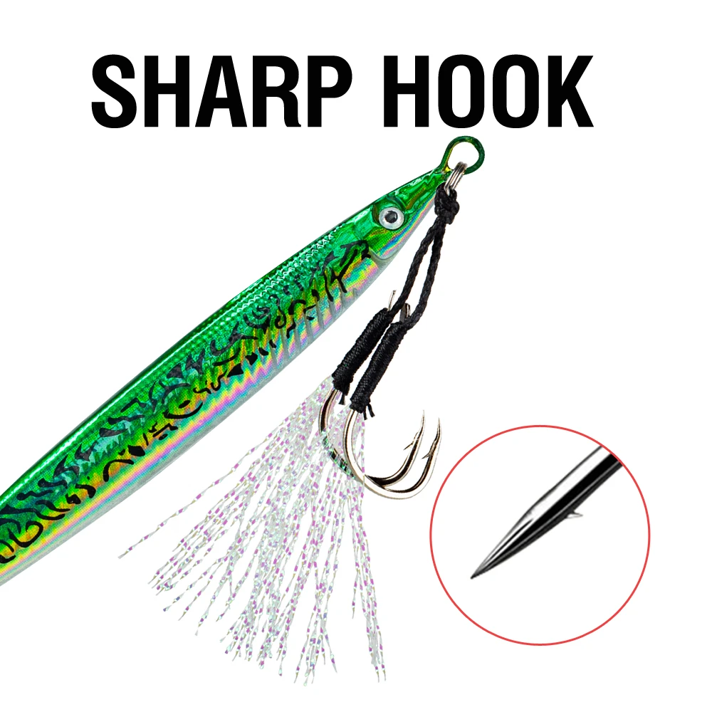 6Pcs Casting Lure Laser Metal Jig Printed Fast Sinking Jigging 14G-45G Artificial Bait Hard Bait With Sharp Hooks For Fishing
