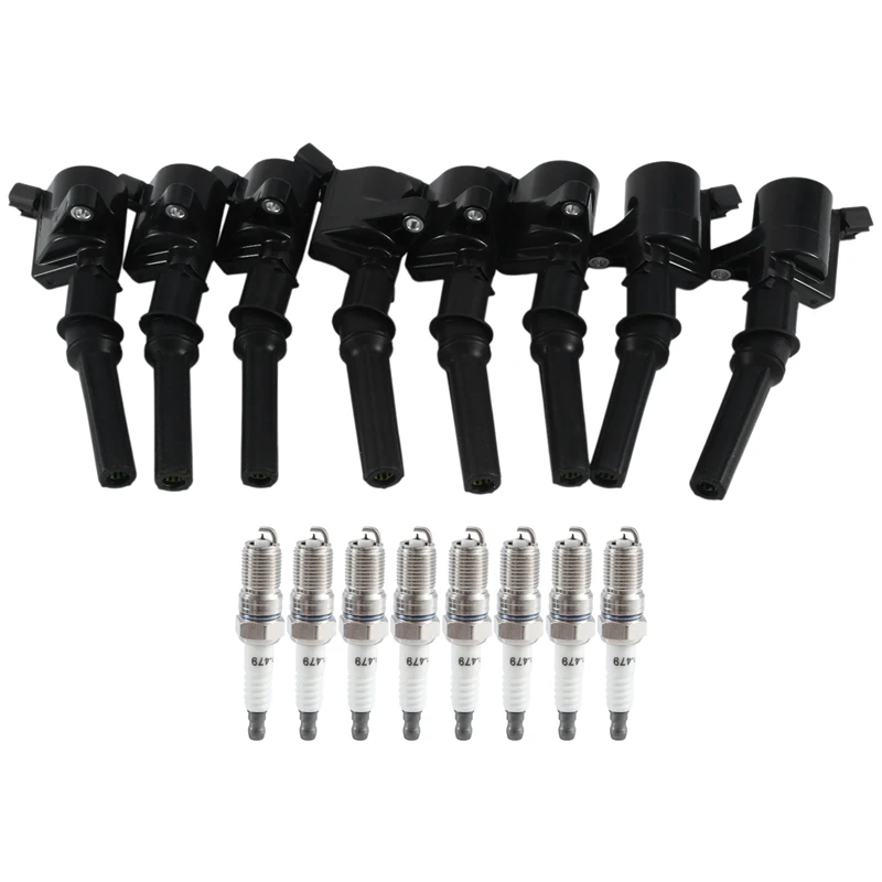 8 Piece 3W7Z12029AA SP-479 Ignition Coil&Spark Plug As Shown Plastic Automotive Supplies For Ford Lincoln F150 E-350 E-250 E-150