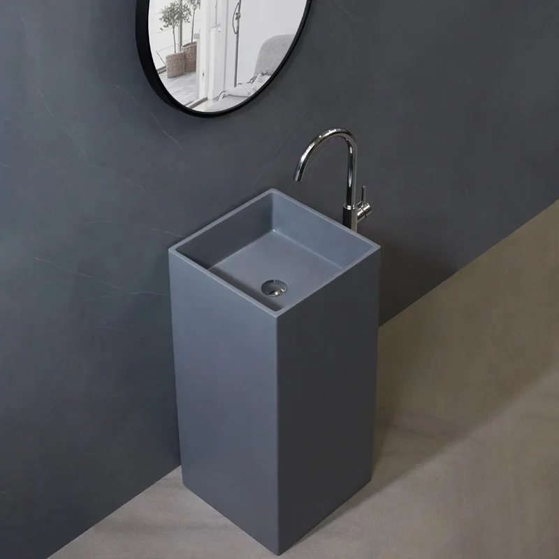 

Nordic Square Column Basin Integrated Wash Basin Washbasin Washbasin Small Household Wash Basin Column Basin Gray