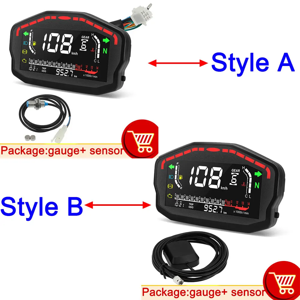 HD Universal RPM Motorcycle Meter GPS Speedometer Digital Odometer Electric Injection Carburetor Instrument Multi-function Trip