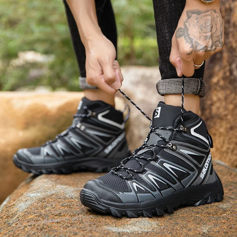 Outdoor Boots Waterproof Men Climbing Shoes Lightweight Hiking Casual Shoes Comfort Hunting Trekking Camping Shoes Size 48