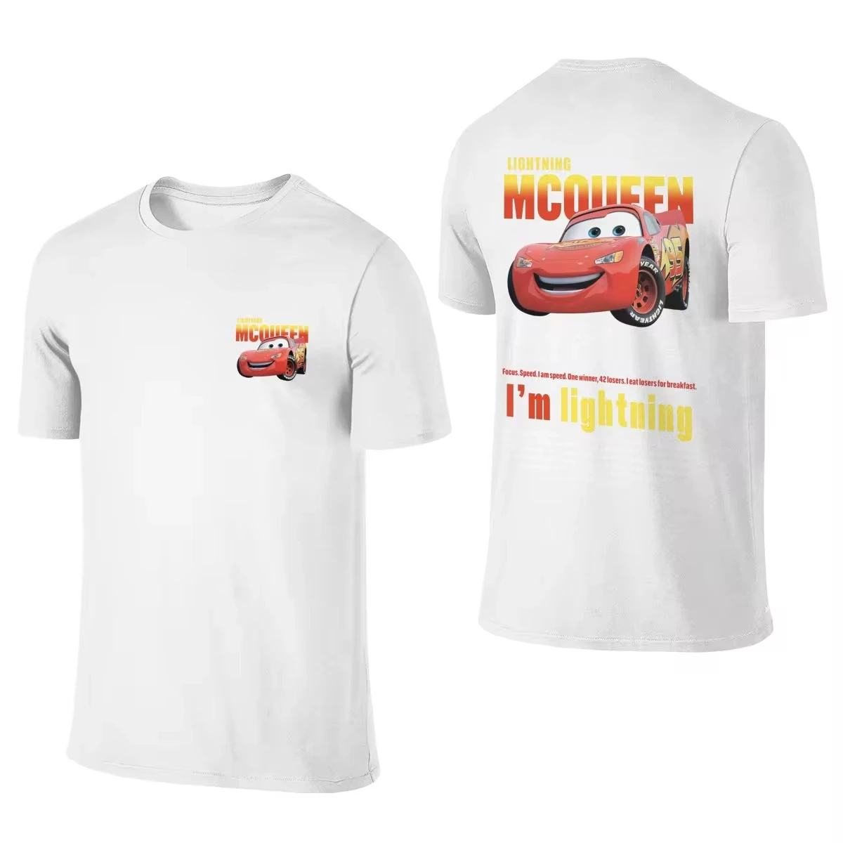 Lightning Mcqueen Cars Galaxy Men Front Back Two Sides T Shirts Funny Tees Short Sleeve O Neck T-Shirts Cotton Printing Clothes