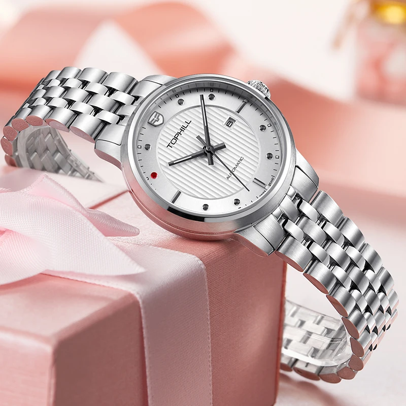 Relojes TOPHILL para mujer, reloj de mujer con movimiento automático, relojes mecánicos, reloj de lujo para mujer, acero inoxidable 316L