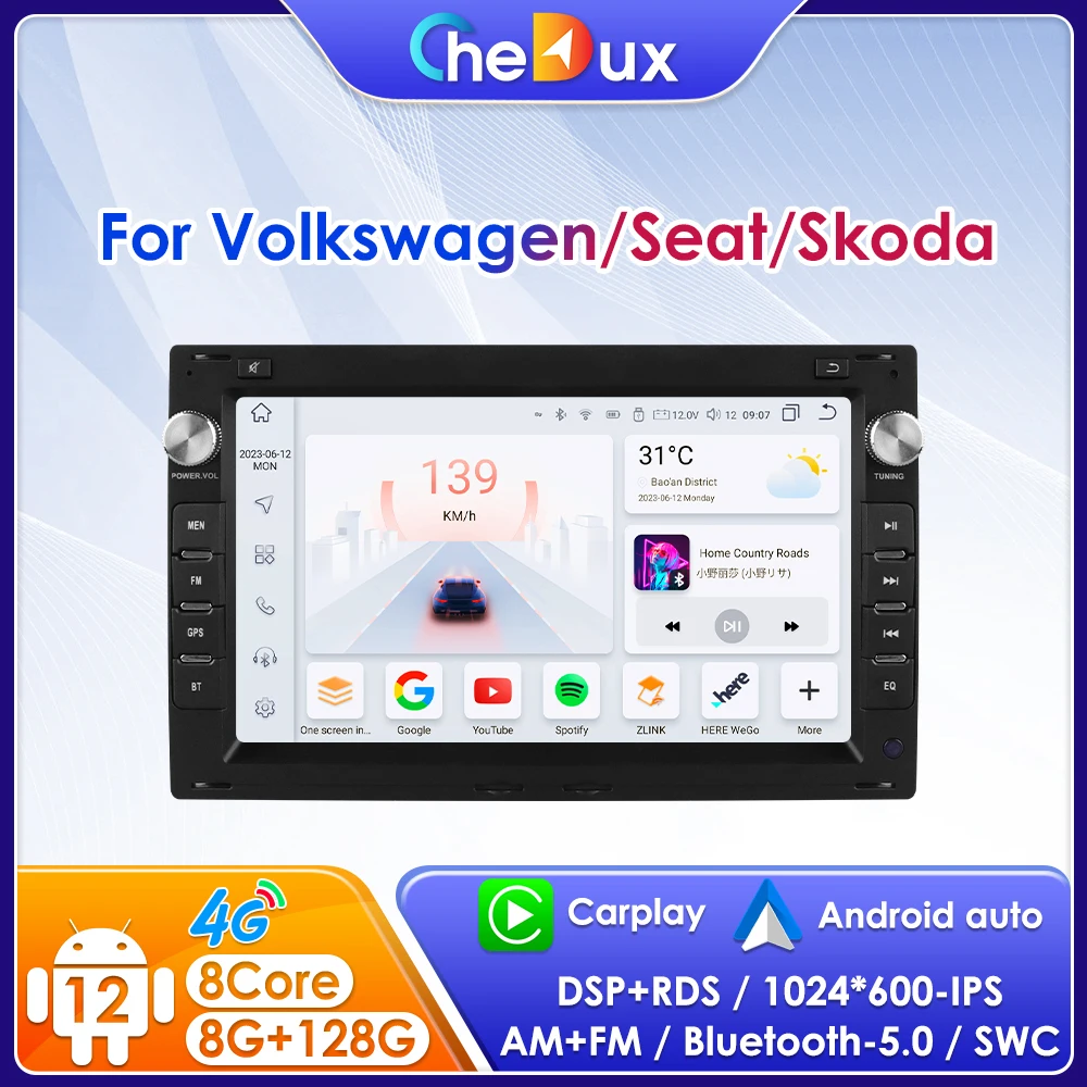 

Chedux Android 12 Car Radio for VW Golf 4 Passat B5 POLO 3 4 Bora Transport Sharan Lupo Android auto car Radio GPS Carplay