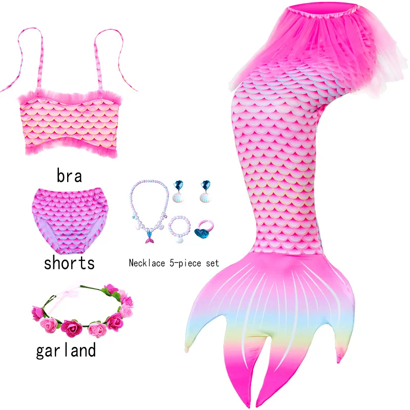 

Children Mermaid Swimwear Girls Pink Bikini Set Kids Swimsuit Cosplay Mermaid Tail Costume for Swimming