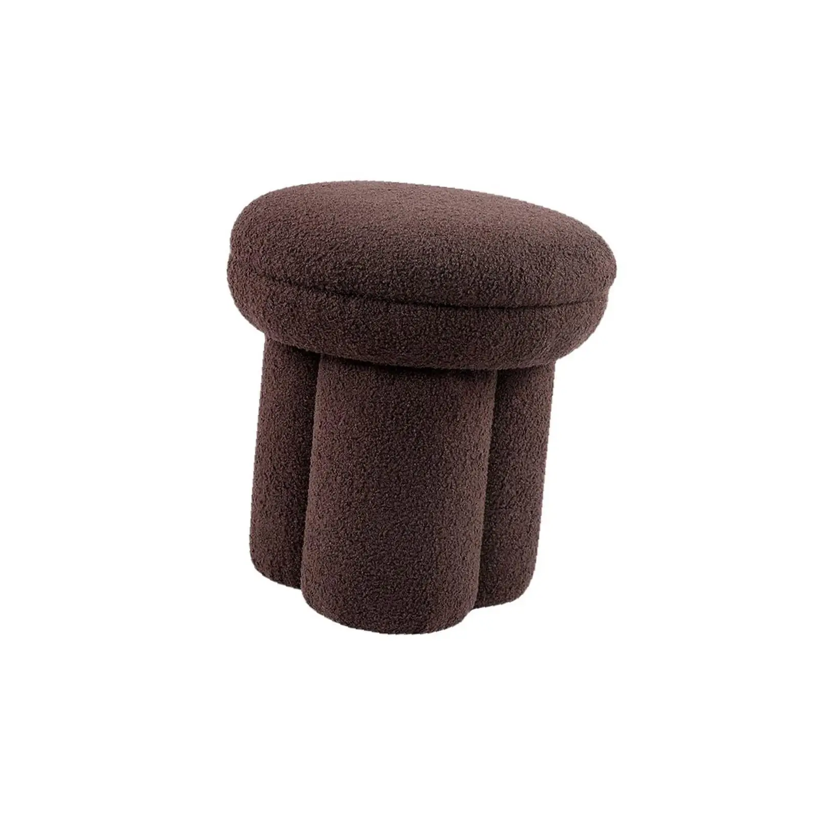 

Contemporary Accent Chair Brown Fabric Mushroom Design Seating Pedestal Base Accent Stool for Living Room