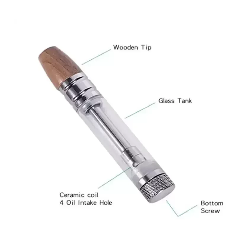 Imagem -02 - Grande Chief Cerâmica Vape Carrinhos 0.8ml Madeira bc Atomizer Wood Tips Cartuchos de Vidro para 510 Thread Preheat Battery Vaporizer 50 Pcs