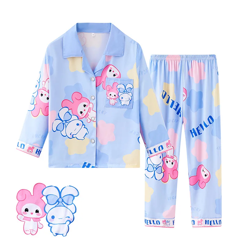 2024 Autumn Children Pajama Sets Cute Girl Cartoon Sleepwear Boys Long Sleeved Pants Pijamas Korean Home Clothes Kids Loungewear