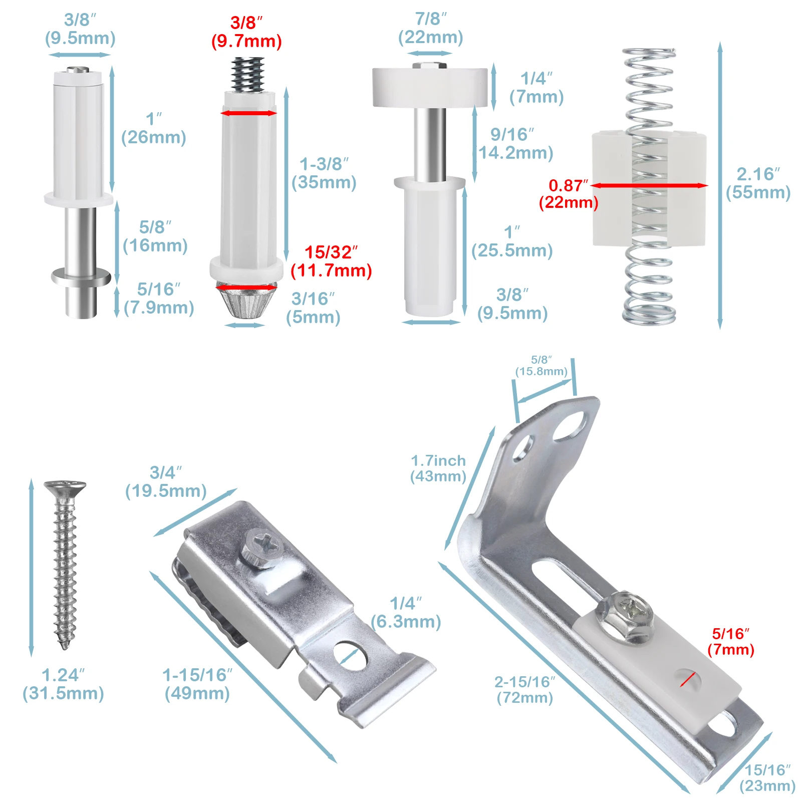 1 Set Smooth Wear-resistant Bi-fold Door Kit Spring Top Bottom Pivots Bracket Guide Wheel Kit Prevent Sliding Blocked