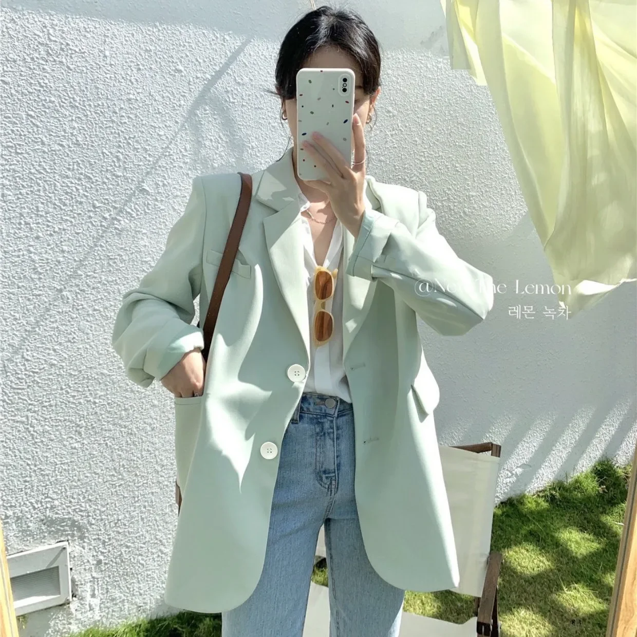 

Women Blazer Black Casual Elegant Korean Style Office Lady Loose Oversized Long Sleeve Notched Collar Autumn Winter Fashion Top