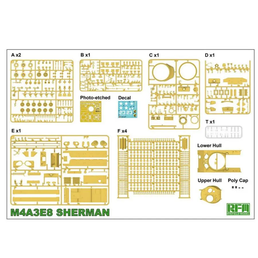 Rye Field Special Price RM5028 1/35 M4A3E8 Sherman w/Workable Track Links Kit
