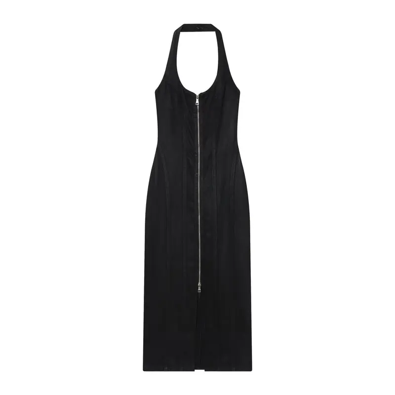 冬の新作 レディース ミディ丈 デニム ドレス 2025年 ファッション性が高く万能なネリンデニム ドレス 通勤用 ジッパー開閉 スリムフィット