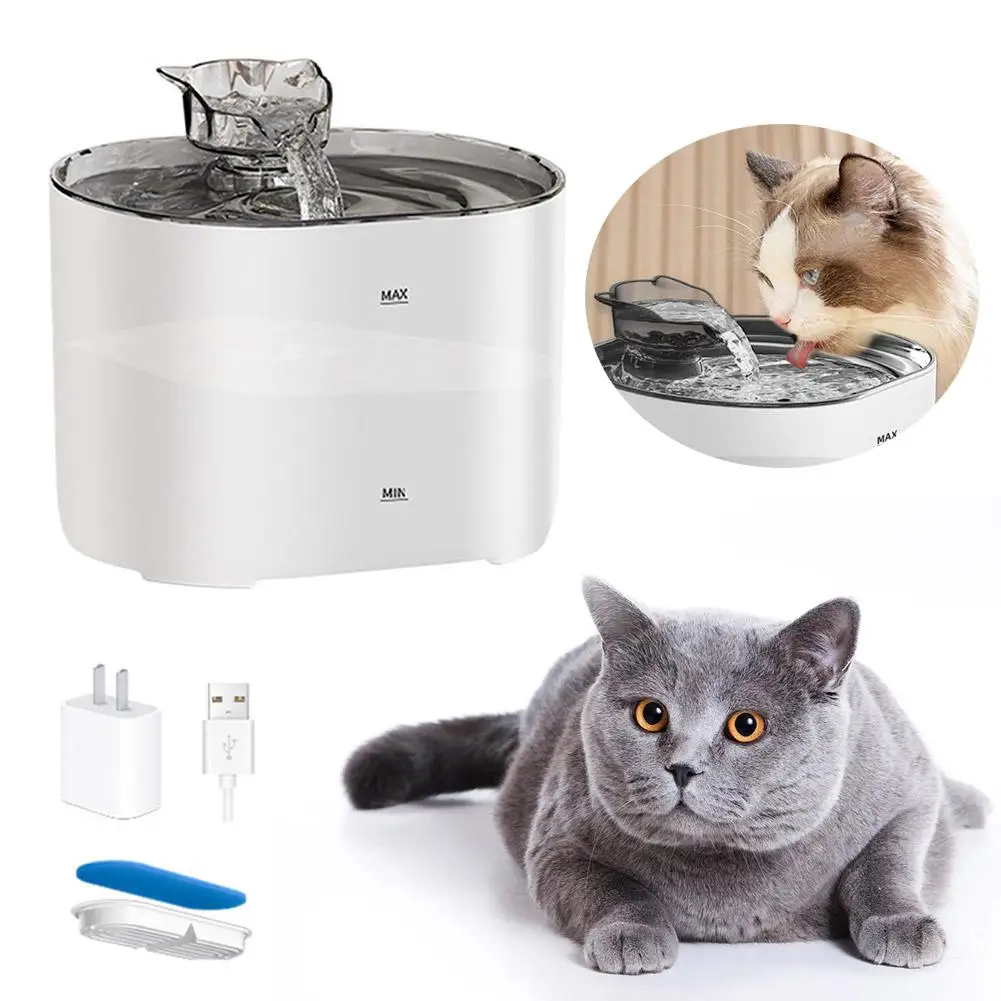 Фонтан для воды G1A2 для кошек, автоматический диспенсер для воды и воды, бесшумный питьевой фонтан с питанием от USB для домашних животных