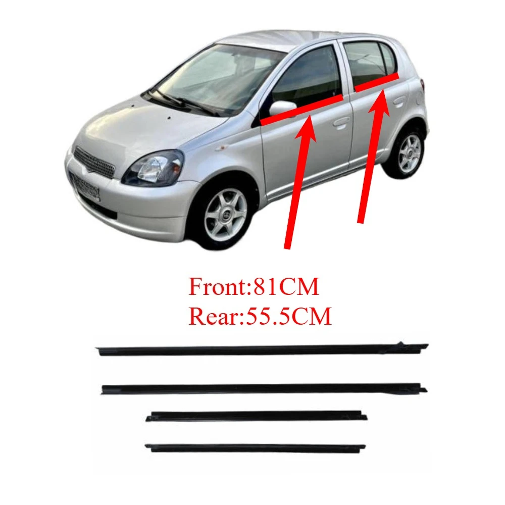4-teiliges Set Schwarze Türdichtung für Toyota Yaris 1999-2004 Glasfenster-Gummidichtung für Echo für Vios 6818052010