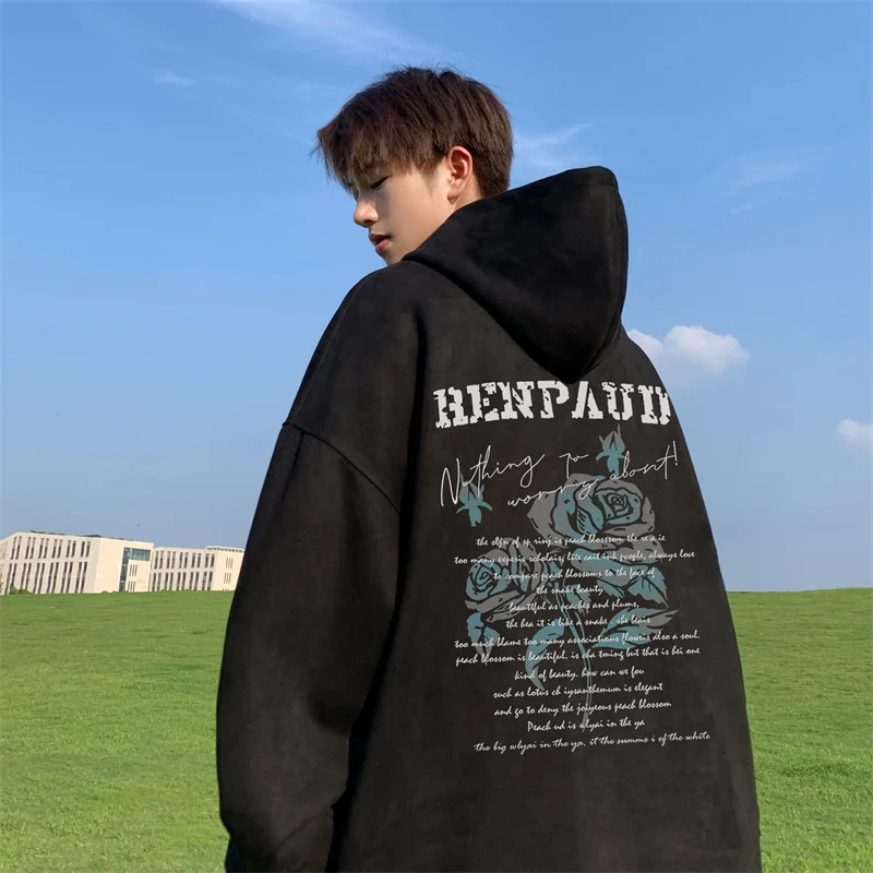 

Youthful Hooded Sweatirt Men's Spring Autumn New American Retro Heavyweight Suede Jaet Boys' Trendy Overhead irt