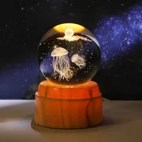 1pc Bedside Lamp Solar Theme Cosmos Series Crystal Ball Night Lights Milky Way Moon Small Ornaments for Desk Creative Gift