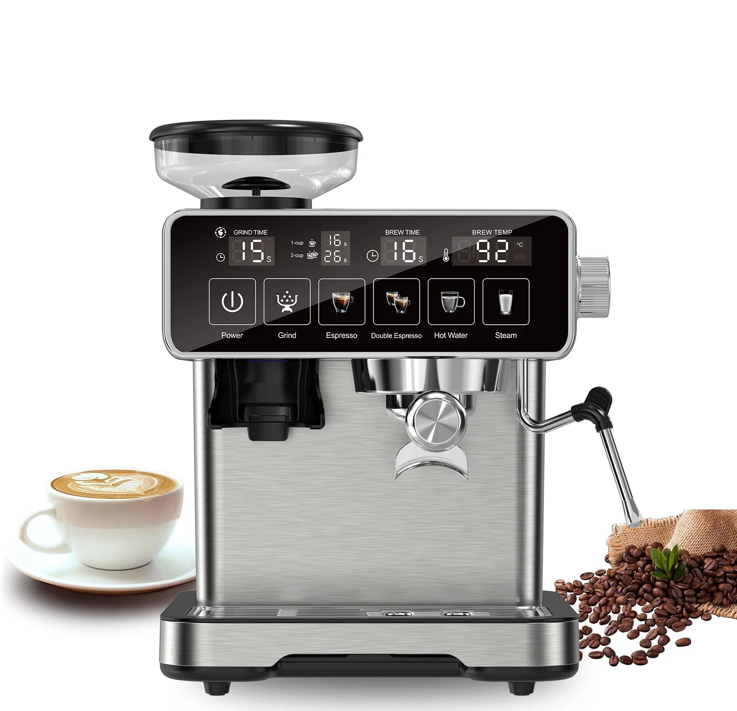 

20Bar Pressure Pump Electric Espresso American Semi-Automatic Coffee Machine with Full Metal Case for Office Home Use