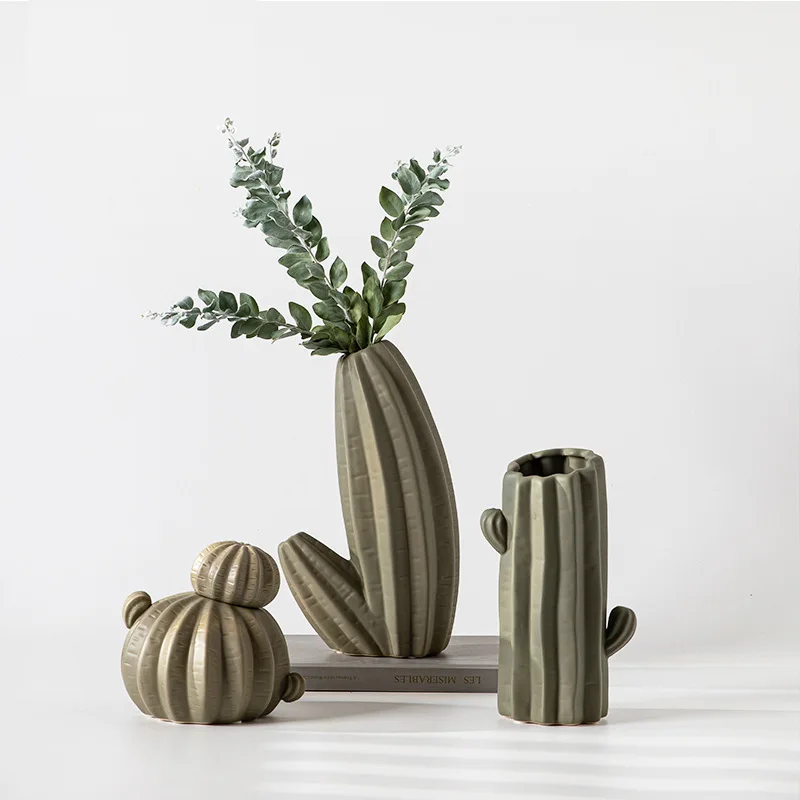 

Nordic Ceramic Crafts Simulation Cactus Ornament Home Living Room TV Cabinet Photography Props Decoration Creative Ceramic Vase