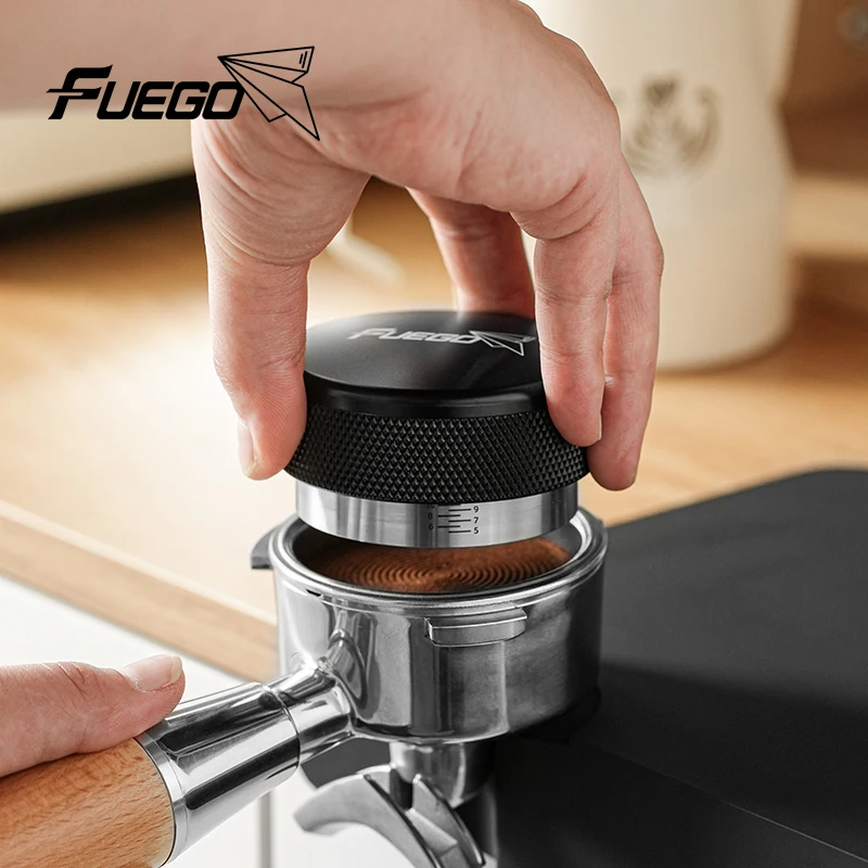 FUEGO Espresso Tamper Coffee Distributor Tool 51mm 53.35mm 58.35mm scala regolabile livelli di distribuzione del caffè accessori