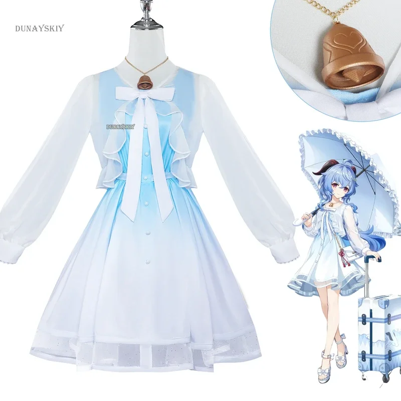 Travel Ganyu cosplay game genshinimpact costume lovable Gan Yu lolita dress uniform wig Halloween party outfit for woman