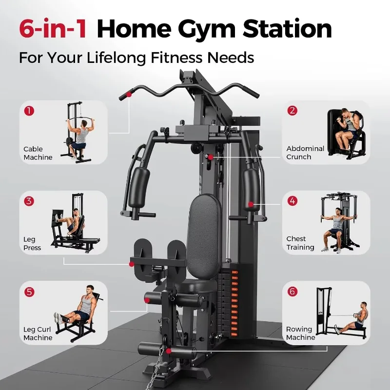 150lb Weight Stack Multifunctional Home Gym Station With Leg Press For Full Body Workout, Custom
