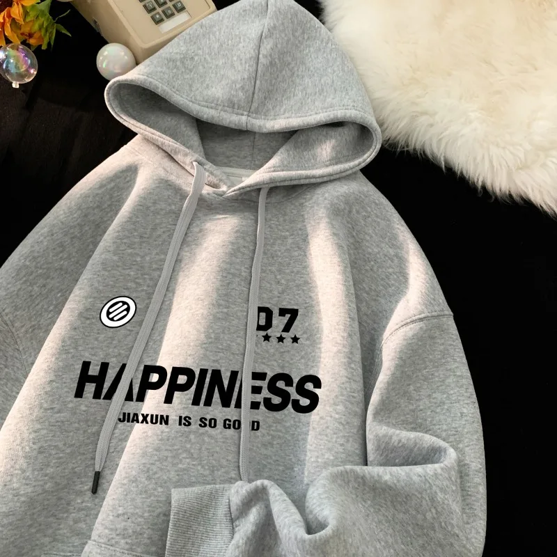 Oversized Men Hoodies Letter Print High Quality Hooded Sweatshirt Daily Basics Casual Walking Sweatshirt Spring Unisex Hoodie