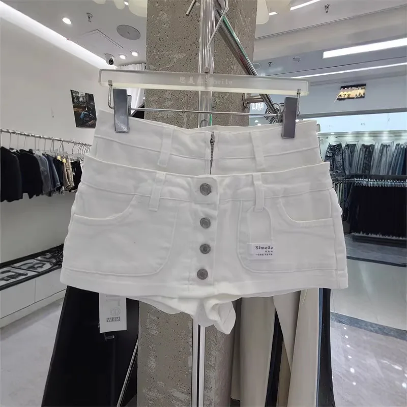 American Spice Girl High Waist Washed Denim Hip Wrap Skirt Retro Women's Anti-light A-Word Shorts Skirt