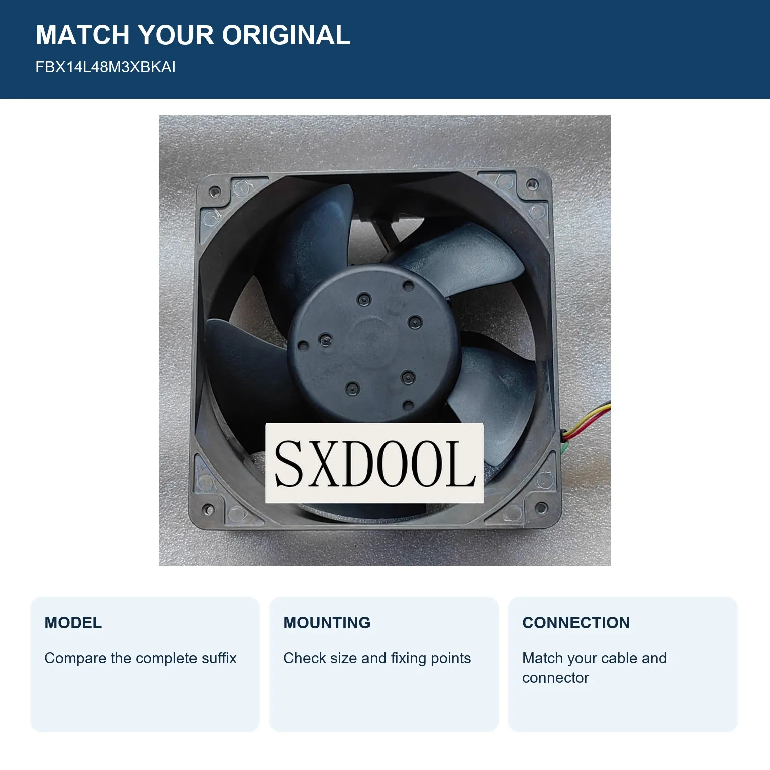 FBX14L48M3XBKAI Cooling Fan 140x140x50mm 14050 48V 0.27A for NMB-MAT