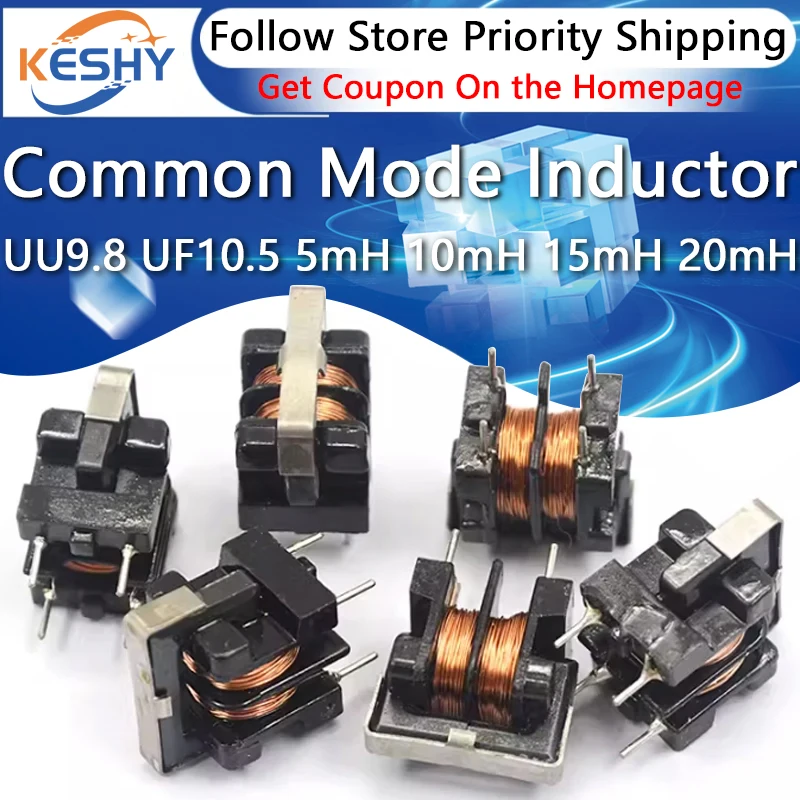 

5PCS UU9.8 UF10.5 Common Mode Choke Inductor 5mH 10mH 15mH 20mH 25mH 30mH 40mH 50mH For Filter Pitch 7X8MM 10X13MM