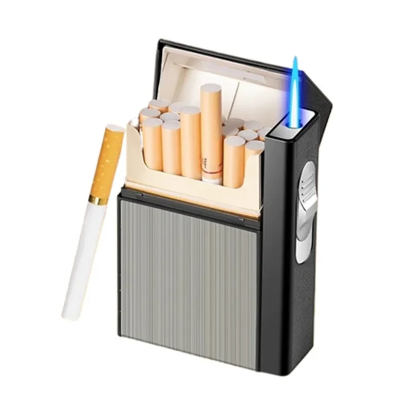 

Automatic Metal Cigarette Case with Lighter, Smoking Accessories, Gadgets for Men, Small Tools, No Gas, New, 20Pcs