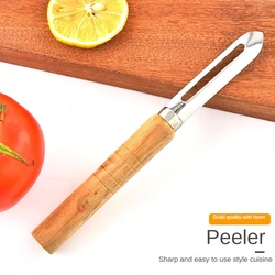 1pc Stainless Steel Peeler For Apple Tomato Pear Vegetable Potato Peeler Wooden Handle for Apple Potato Peeler Fruit Peeler