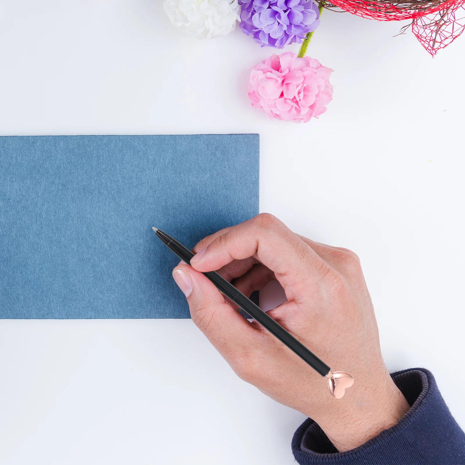 

10Pcs Heart Ballpoint Pens Metal Retractable Smooth Writing for Office School Decorative Wedding Valentine's Day Favors