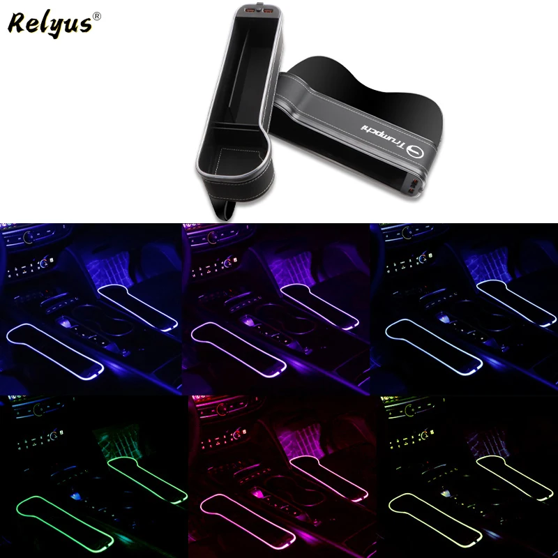 Car Seat Gap Filler Organizer for Trumpchi GAC GS3 GS4 GS5 Coupe GA4 GS8 GM6 USB Charging Atmosphere Lamp Auto Storage Box