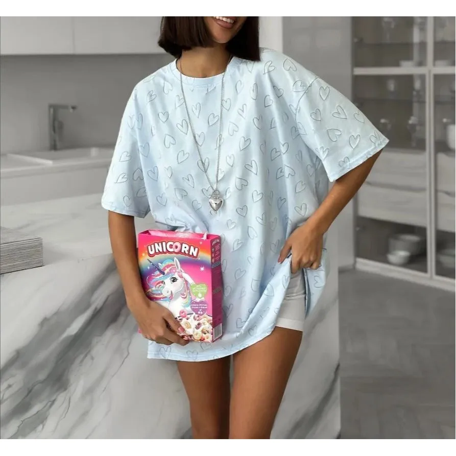 

Women's Design And Love T-shirt Versatile Lazy Cleanfit Style Polypropylene Material A-line Sleeve Non-deformable Winter Coll...