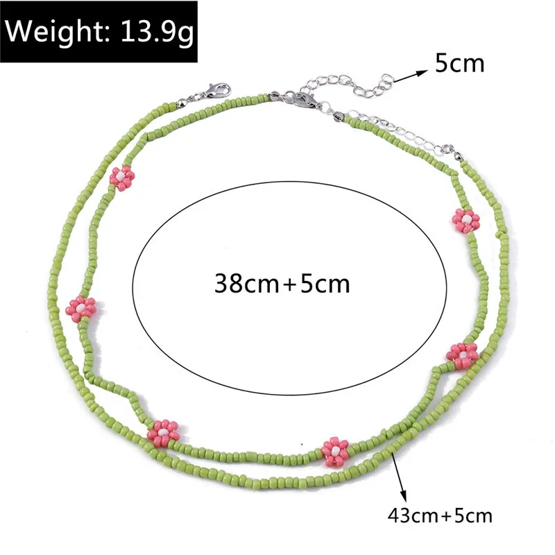 Sommer Boho Korea Schöne Blumen Samen Perlen Halskette Aussage Kurzen Kragen Choker Halskette für Frauen Urlaub Schmuck Geschenke – Detail 14