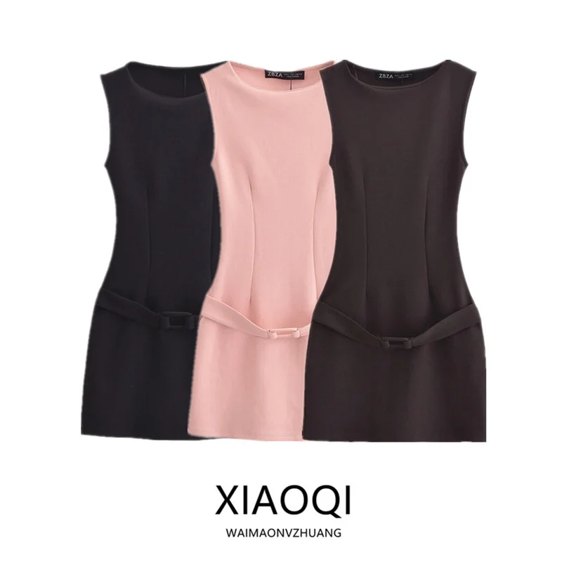 

Spring 2025 Women's Belted Slim Fit Boat Ne Svel ort Dr New Arrival Commute Sle Other Material 00%