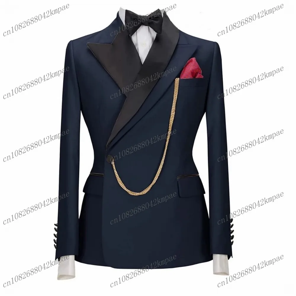 New Black Lape Beige Single Blazer Men Suit Business Formal Occasion Office Coat Casual Work Prom Male Jacket Wedding Party