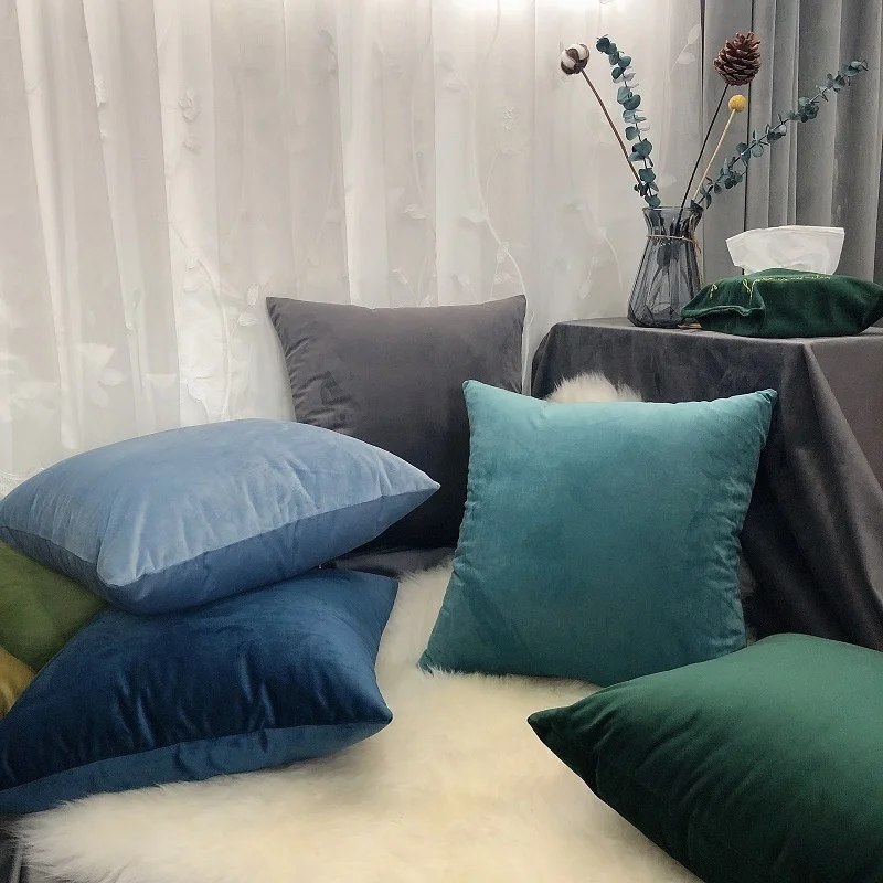 pillow, Velvet covered with 60x60 cm super soft pillow, used for sofa throwing, shining decoration, living room pillow