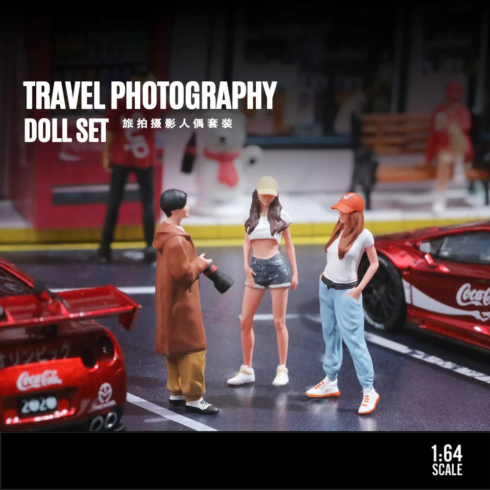 Resin 1/64 Travel Photography Action Figure Set Miniature Figures Model DIY Creative Photography Collection DIY MiniFigures