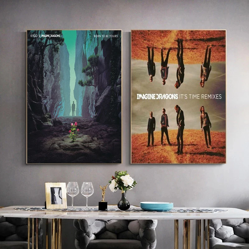 لوحة قماش من التنانين مع غلاف تاريخي ، ملصقات ومطبوعات ، ألبوم موسيقى ، فن جداري ، صور لغرفة المعيشة ، ديكور المنزل #2