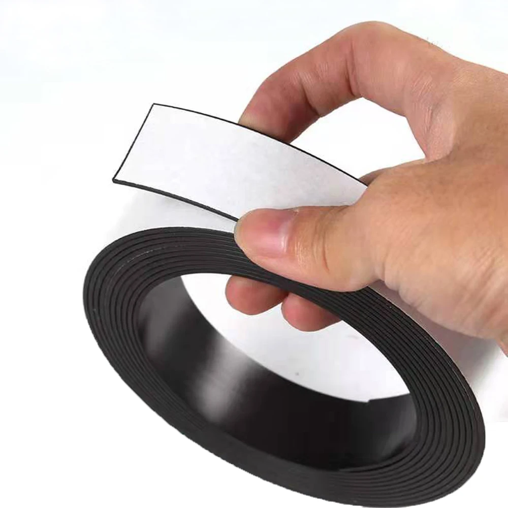 1 Meter Self Adhesive Magnetic Tape Flexible Craft Sticky Magnet Strip Width 10-50mm Thickness 1.5/2mm For DIY Fridge Magnets