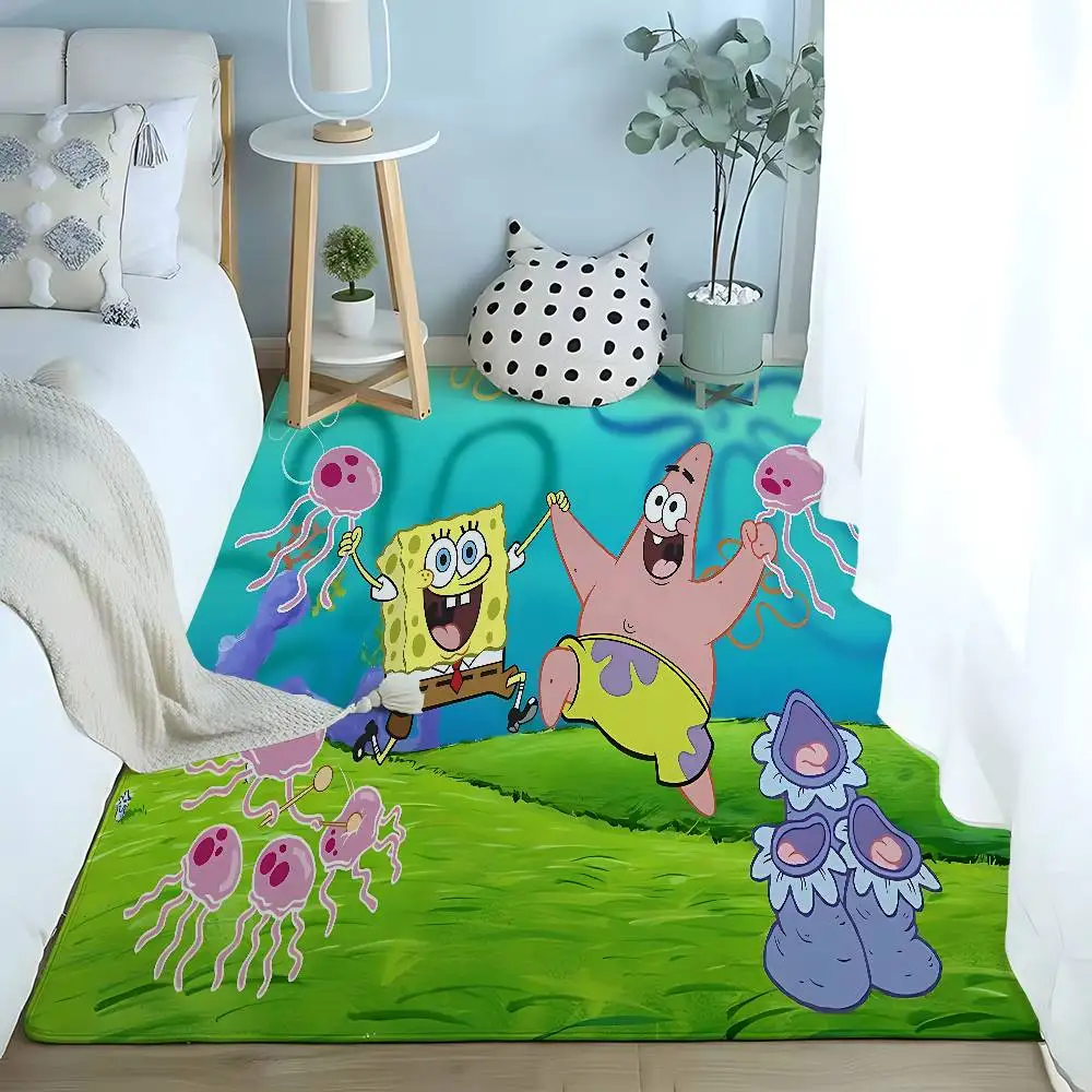 Anime S-SpongeBobs Floor Mats Home Laundry Rug Carpet For Living Room Decor Lounge Area Anti-slip Foot Mat Entrance Doormat