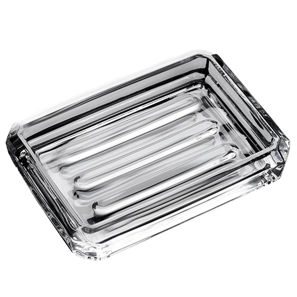 

Soap Dish Holder Clear Glass Box for Bathroom Shower Containers Soap Storage Case with Central Design
